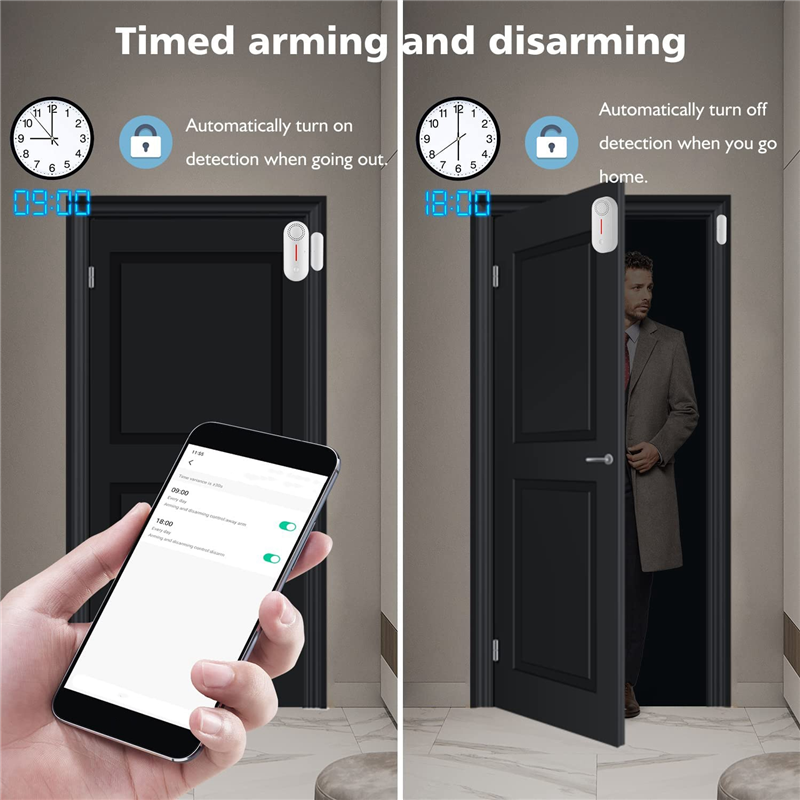 1 PCS WIfi Alarm Wireless Magnetic Door Window Sensor Window and Door Alarms Door Chimes When Door Opens Tuya Smart Devices. 