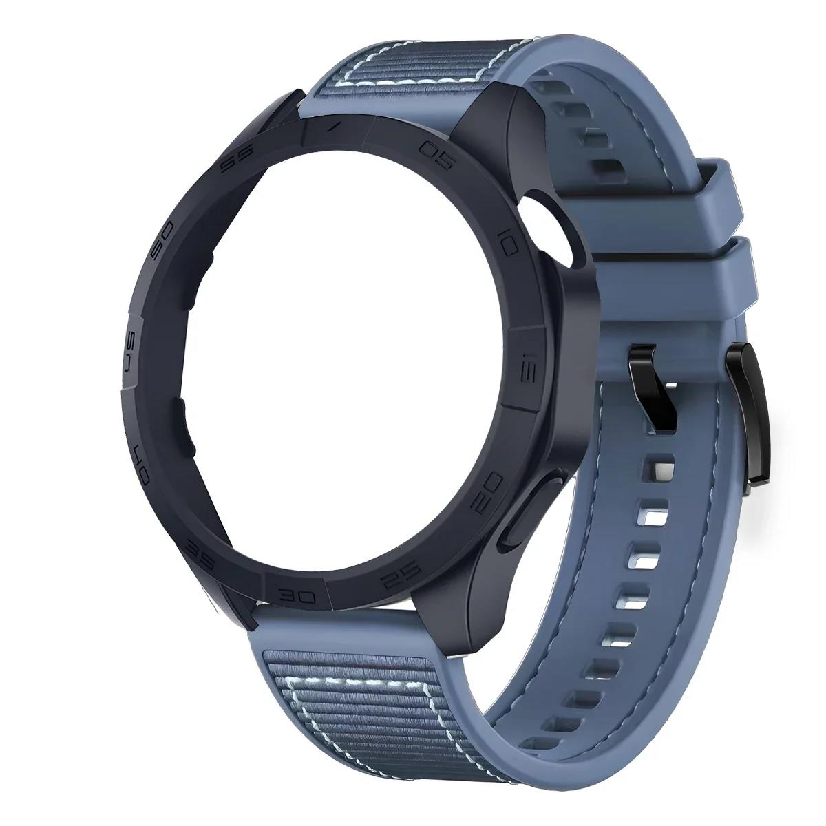 Case+Silicone+Woven Strap for HUAWEI WATCH GT4 46mm Watch Protective Case PC Hard Bumper for Huawei Watch GT4 46mm Runner Belt