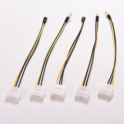 5 Pcs 4-Pin Molex/IDE to 3-Pin CPU Case Fan Power Connector Cable Adapter 20cm