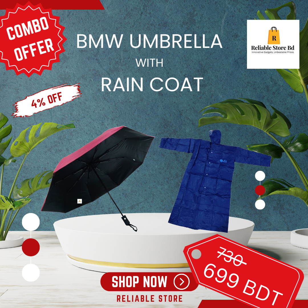 BMW auto on off umbrella with rain coat