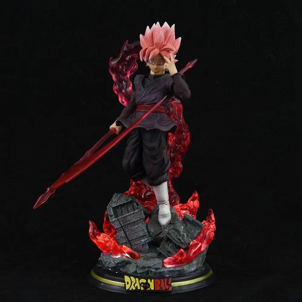 28CM Dragon Ball Z Zamasu Figure Black Goku PVC Action Figures GK Statue with Light Base Collection Model Toys for Children Gift. 