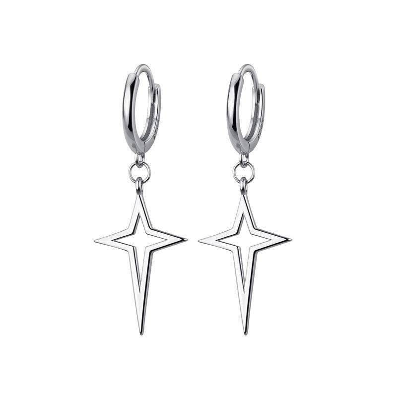 Art Selection Star Men's Earrings Creative Cross Star Earrings Personalized Geometric Street Punk Style Earrings Trend