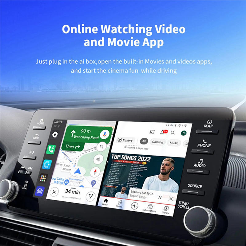 Smart AI Box Android Auto Wireless Carplay Adapter Open Car Multimedia Player Android13 System 2+32G. 