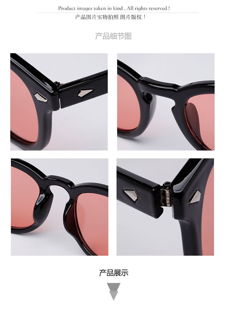【happy one】1932 C1Fashion Johnny Depp Lemtosh Style Round Sunglasses Transparent Lens Brand Design Show Sun Glasses Oculos De Sol. 