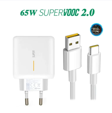 Oppo Super Vooc 65W Flash Fast Charger Type C(1 Meter) For A3S, A5 A7 A1 A1K A71 A83 A57 A59 A33 A9 A9 2020 Fast Charging - Charger