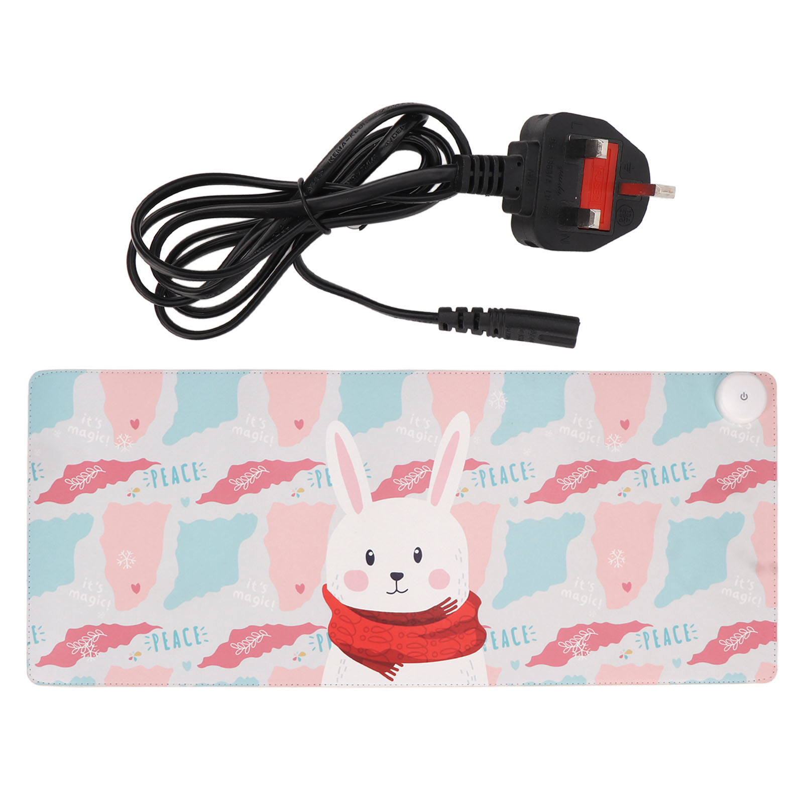 Heated Mouse Pad 31x13in 3 Temp Modes Waterproof Fast Heating Warm Desk Pad for Table Feet Peripheral Unit 100‑250V UK Plug. 