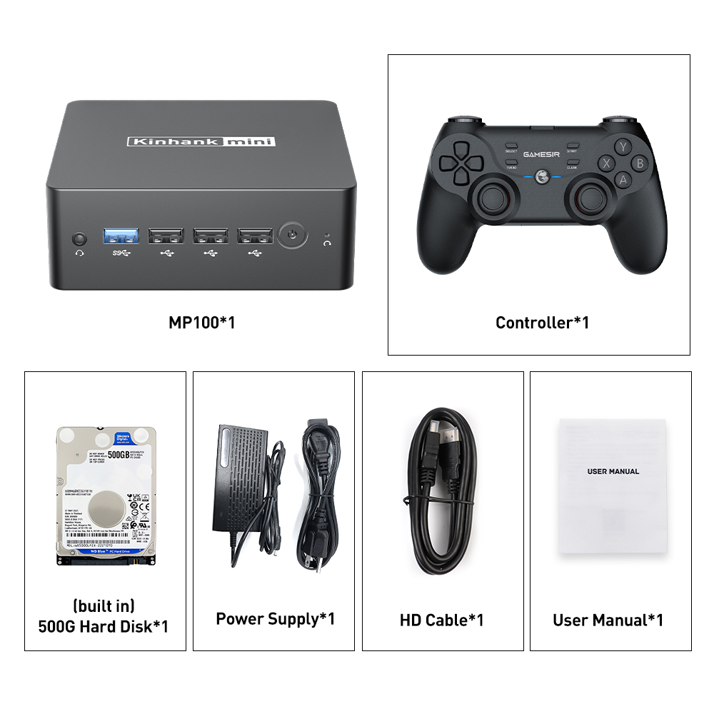KINHANK Super Console MP100 8GB DDR5 Windows11 Video Game Console 60000+ games 70+Emulators, for SS/WII/GC/MAME/PS3/PS2/Arcade. 