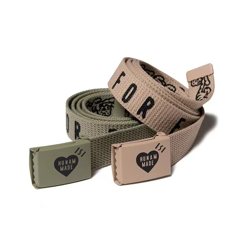HUMAN MADE love metal buckle tiger string label canvas belt men's same style is young