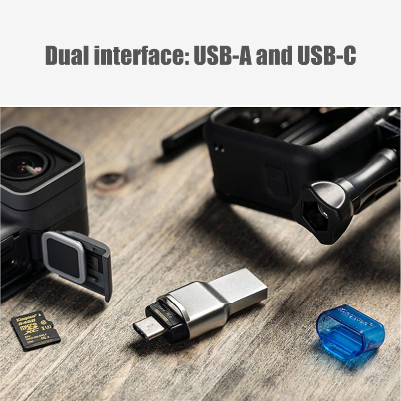 Kingston Micro SD Card Reader USB 3.0 3.1 Type C A Dual Port Memory Card Reader USB Micro SD Adapter for Phone Laptop Accessory. 