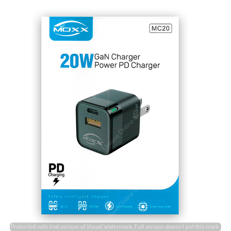 MOXX MC20 Powerful USB & PD GaN Adapter 20 watt. 