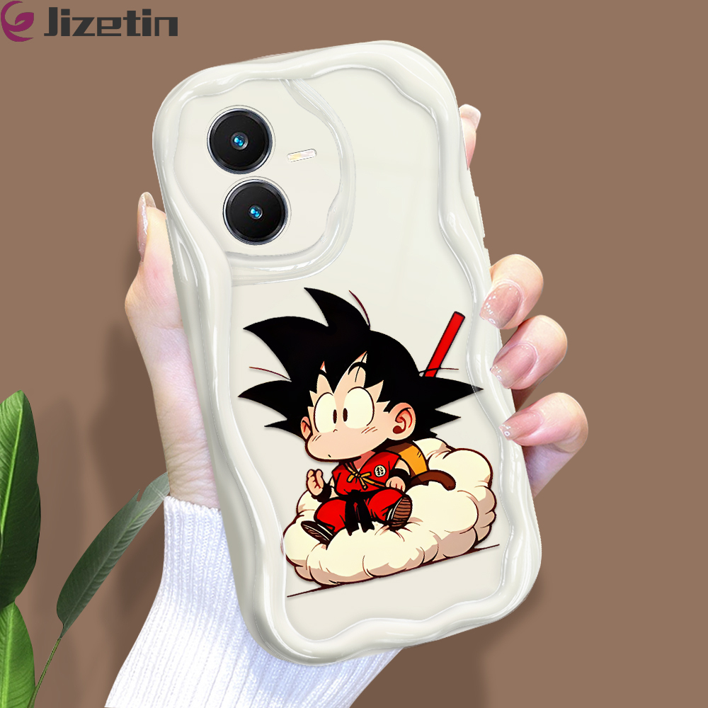 Jizetin for Vivo Y22 Y22S Back Cover Dragon Ball Boy Cream Wavy Edge Soft Silicone Phone Case