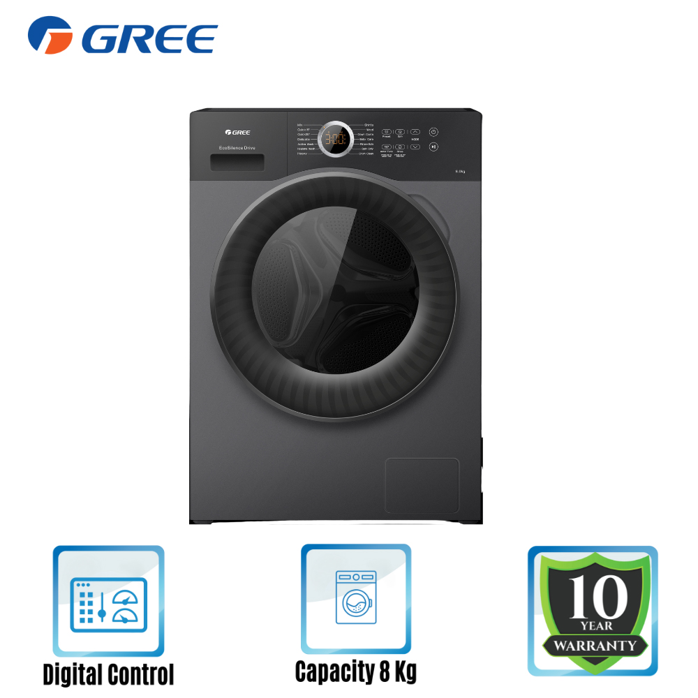 GREE Washing Machine XWKQG 80-B1201Bf1 (8.0 KG) Front Loading with Free Delivery