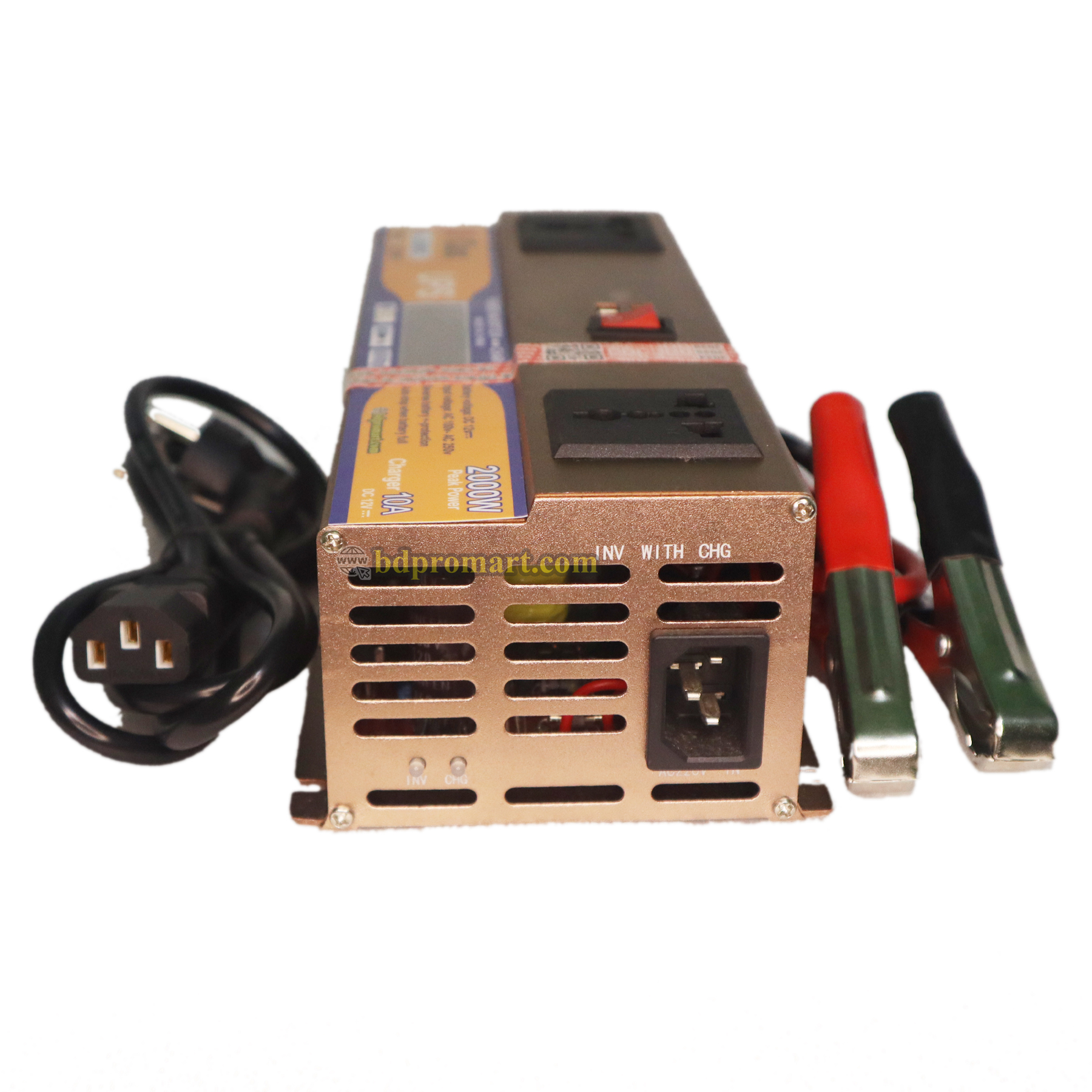 Multi-function Smart IPS UPS 2000 Watt DC 12v to AC 220v Power Inverter and 10A Battery Charger (Real Output Max 1100w). 