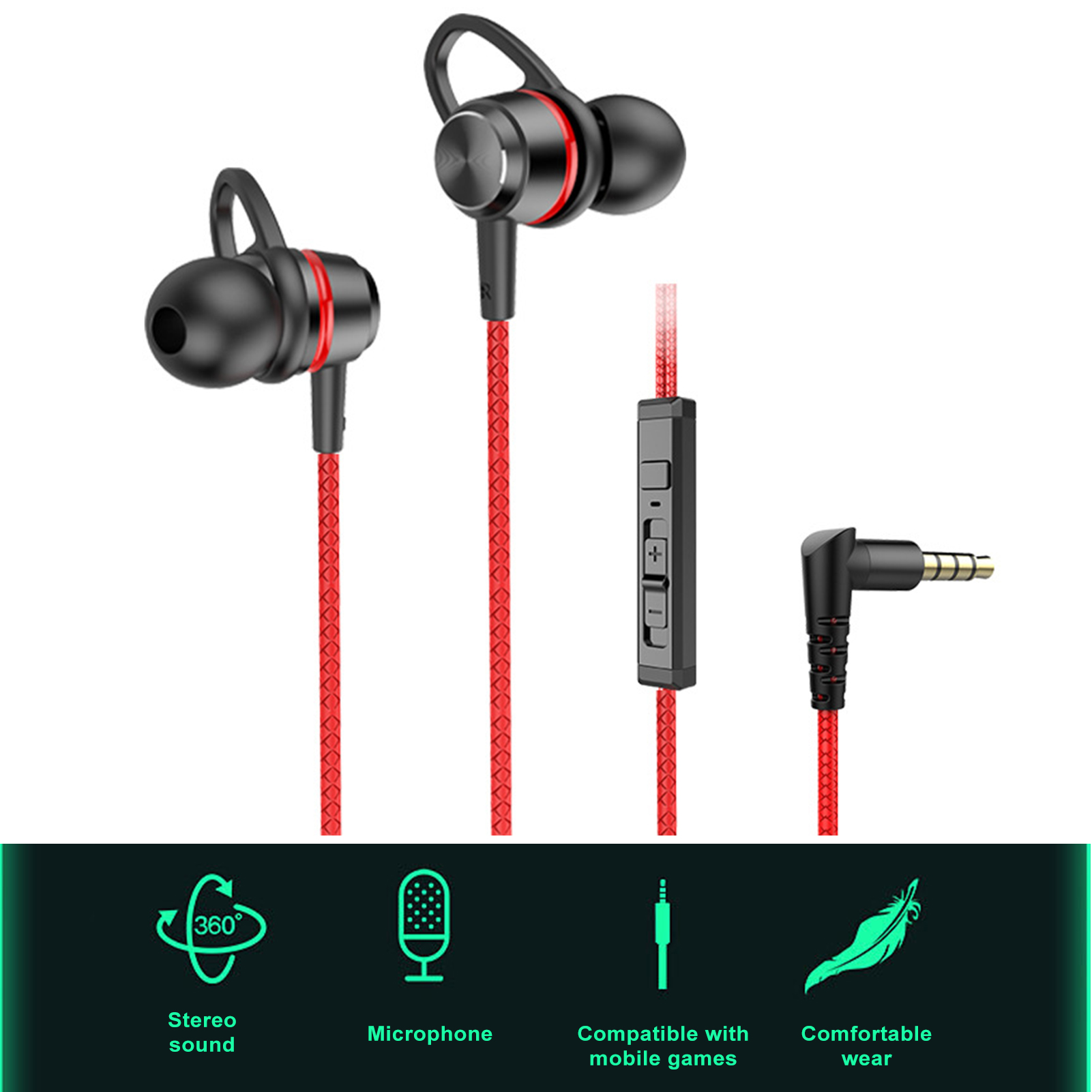 Earphone with Noise-canceling Microphone Premium In-ear Headphones with Noise-canceling Mic Hi-fi Sound Quality Perfect for Music Lovers Gamers 3.5mm Wired Earphones High-quality Sound for Earphones. 