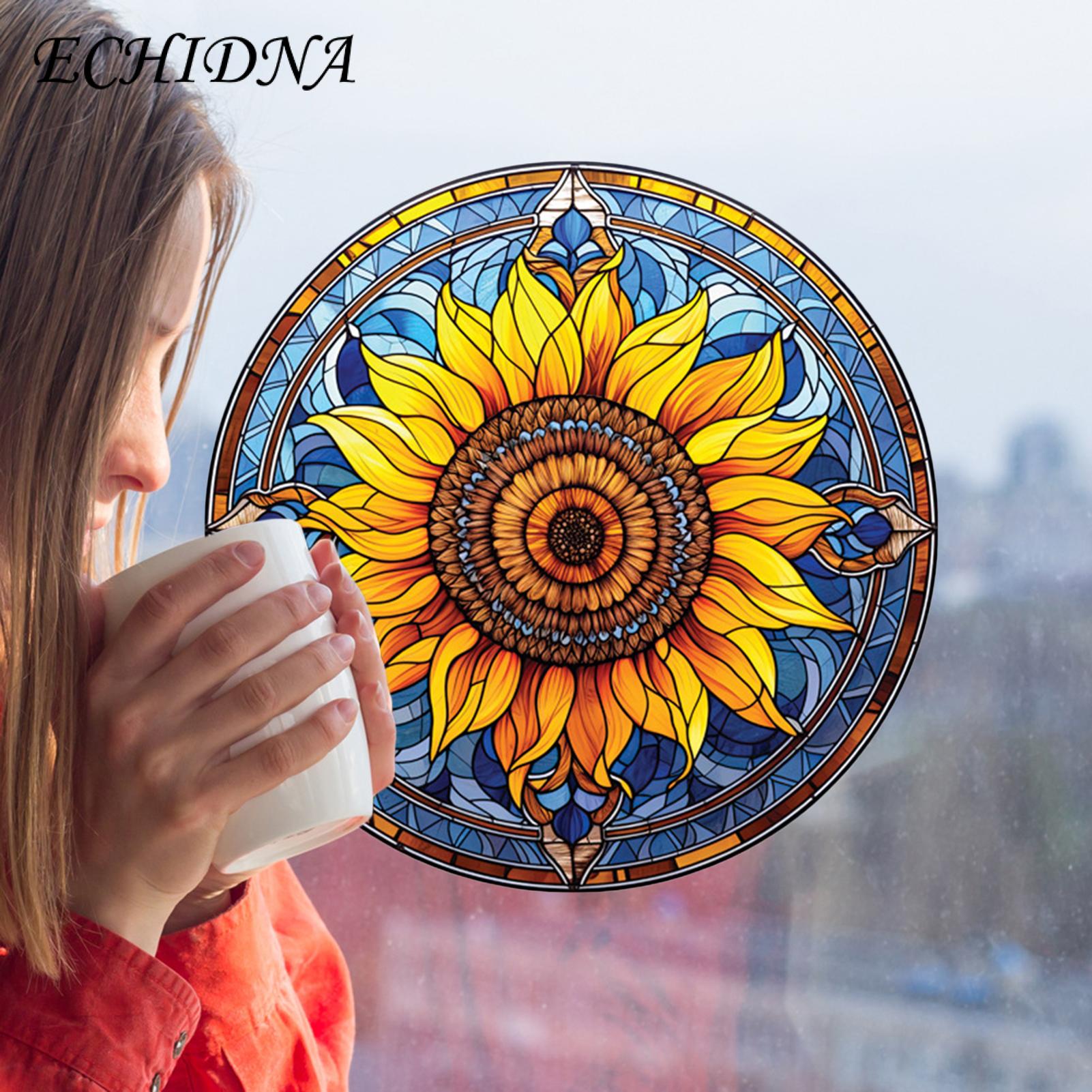 Sunflower Impt Warning 3d Static Window Stickers Removable Bird Deterrent Decorative Home cessory. 