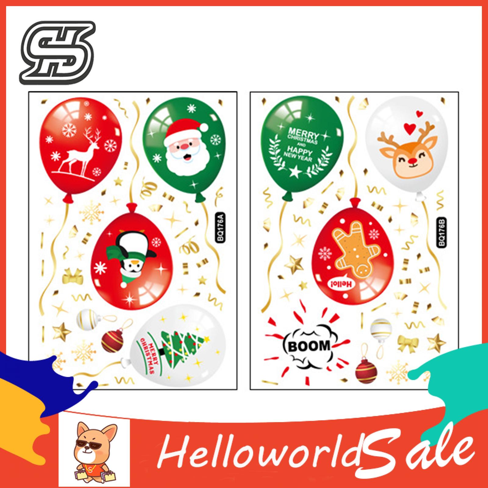 HelloWorld Xmas Electrostatic Stickers Attractive Xmas Party Decoration Window Stickers