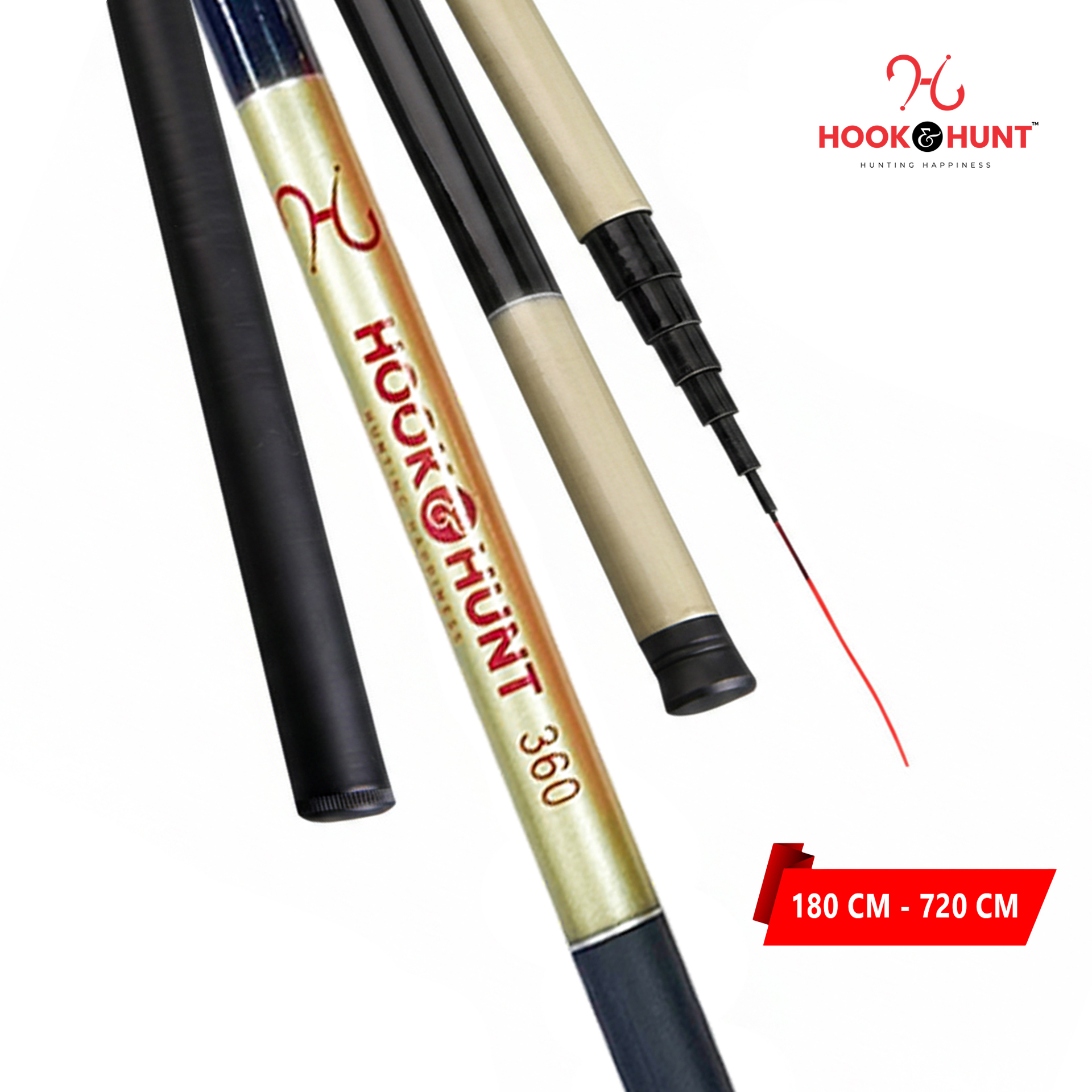 High-Performance High-Speed Spinning Fishing Rod - 180 cm to 720 cm Rod - Metallic Gold - Carbon Fiber