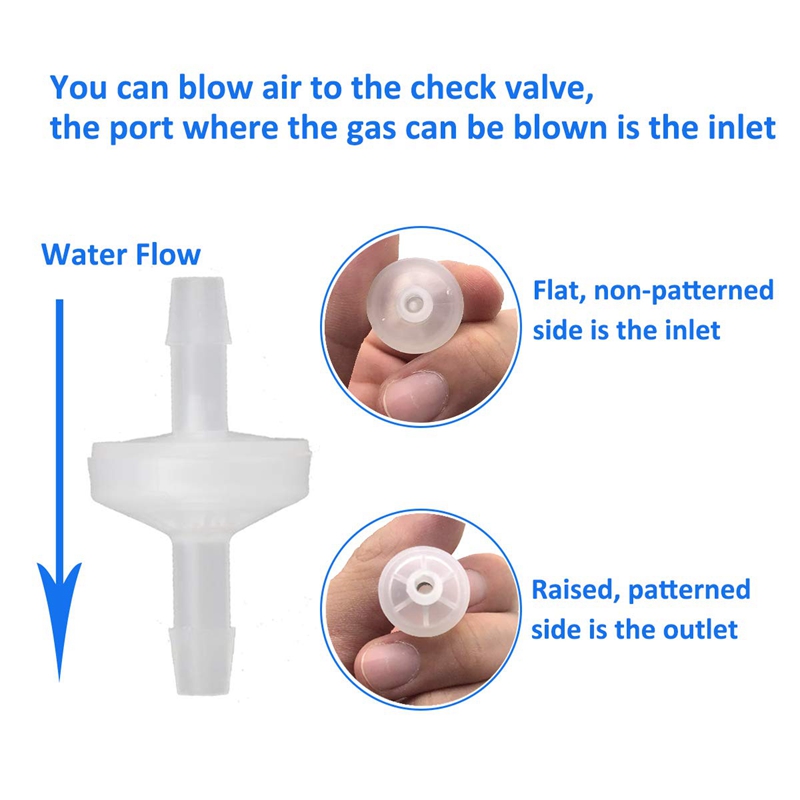 8 Pcs 1/4Inch Check Valve 6mm PVDF One Way Valve Inline Check Valve Non Return Check Valve for Fuel Gas Liquid Air. 