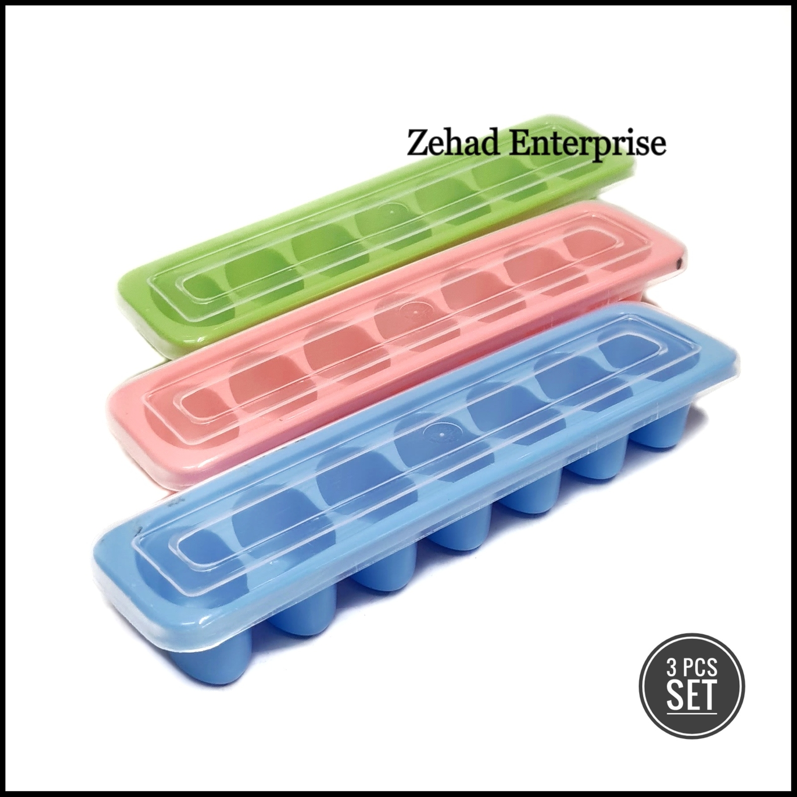 Ice Box For Freezing Single Line 3 Pcs Set - Multicolor - Ice Cube Tray. 