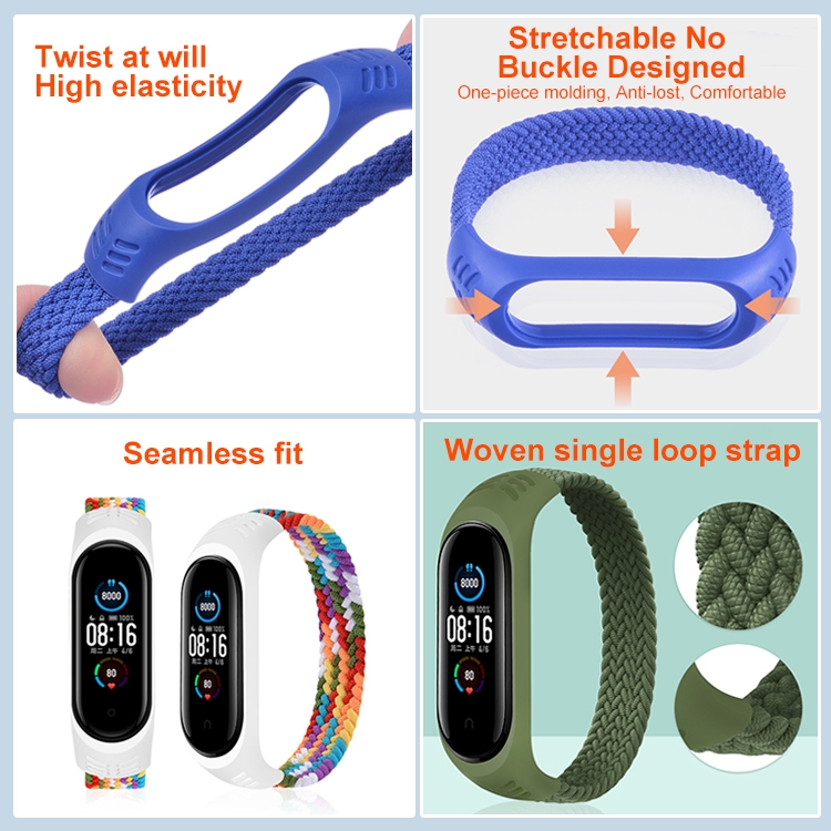 For Xiaomi Mi Band 6 / 5 / 4 / 3 Universal Nylon Elasticity Weave Replacement Strap Watchband, Size:S 150mm. 