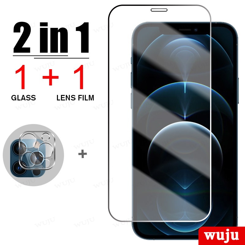 WUJU[4 in 1]Front Tempered Glass and Back Camera Lens Screen Protector Film for iPhone 11 12 13 Pro Max mini XS Max XR X 6 6S 8 7 Plus SE Camera Lens Protector Tempered Glass. 