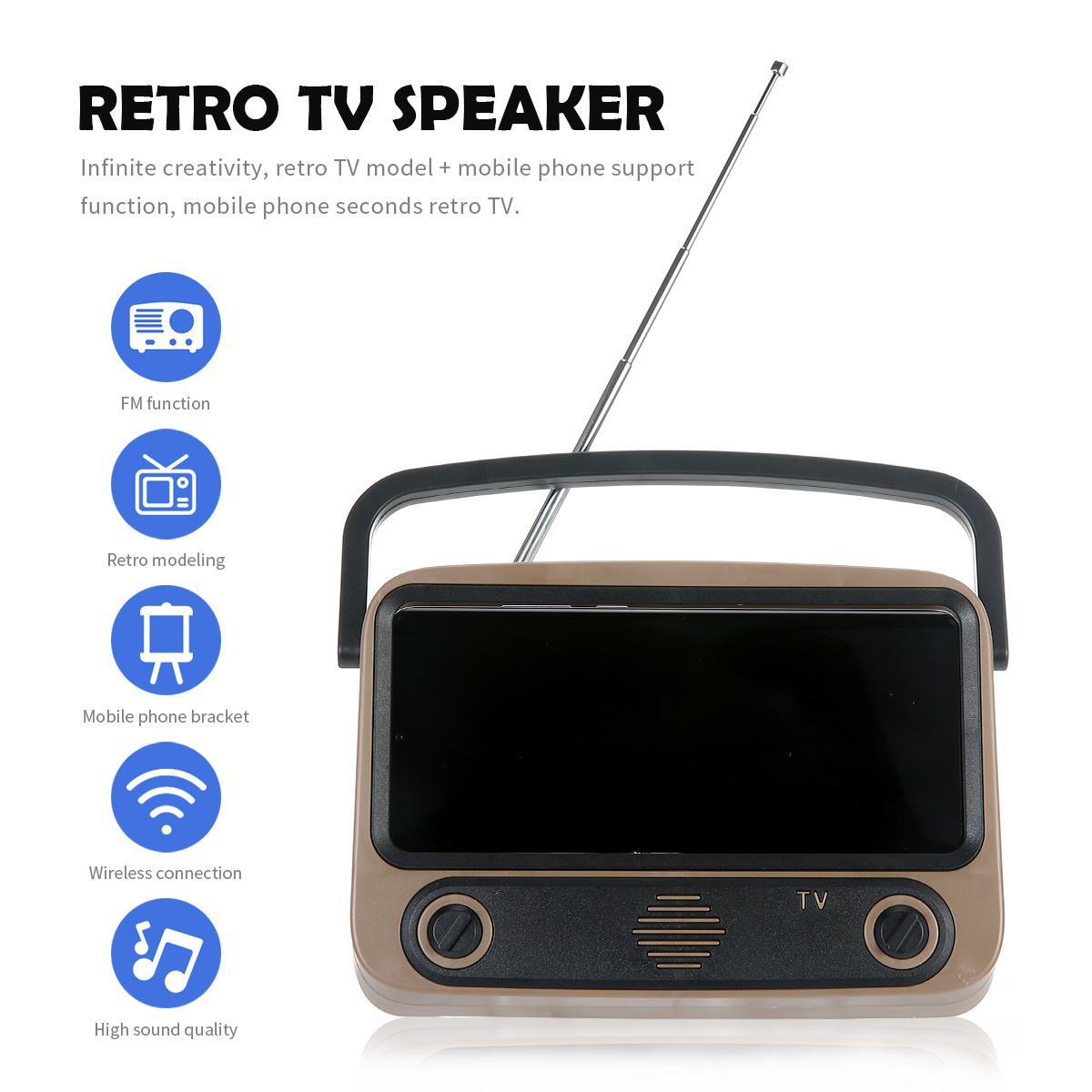 Wireless Portable Speaker,Retro TV Radio With Smartphone Stand Holder,TF Card, AUX FM Radio,3D Stereo Sound Quality For Camping, Biking. 