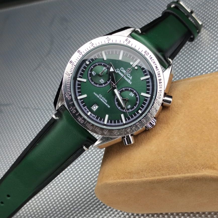 New Men's OMEG Quartz Movement Premium Leather Strap Wrist Watch For Men Time Reel.
