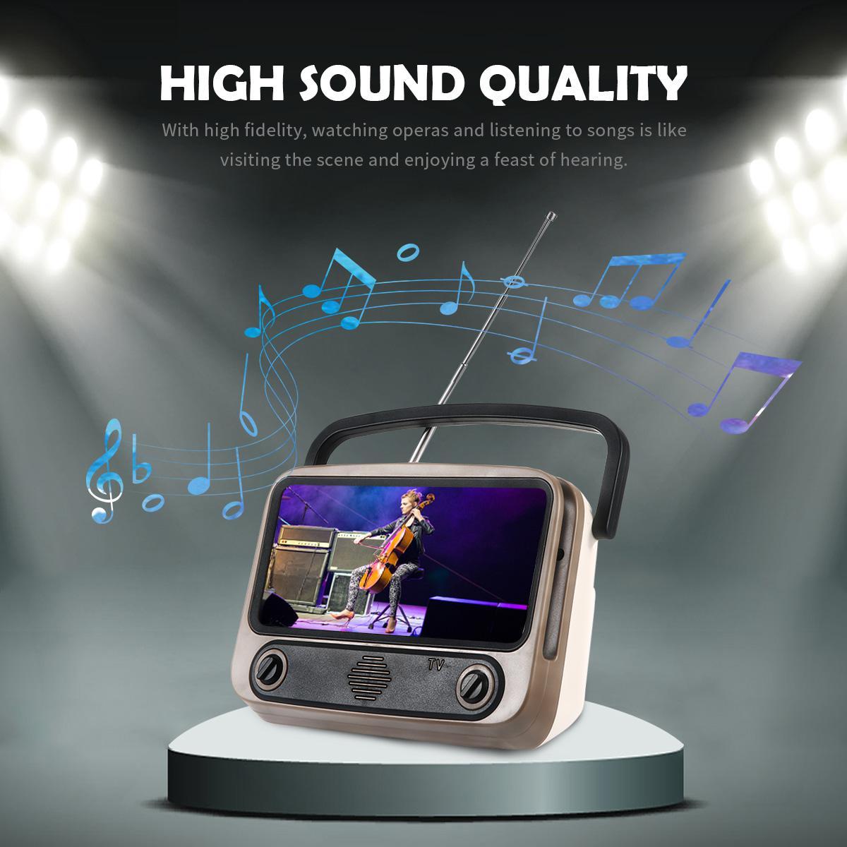 Wireless Portable Speaker,Retro TV Radio With Smartphone Stand Holder,TF Card, AUX FM Radio,3D Stereo Sound Quality For Camping, Biking. 
