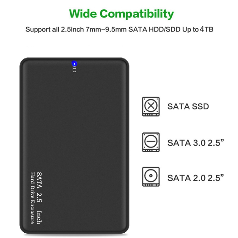 2.5 Inch Hard Drive Case USB 3.0 SATA HDD SSD Enclosure External Hard Drive Disk Box Supports 2TB Hard Drive Box. 