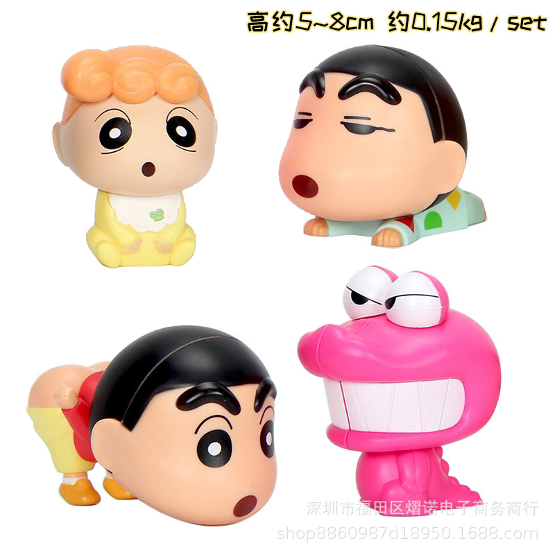 4 crayon toys, shellless capsule toy machine dolls, splicing models, cartoon animation, peripheral car ornaments. 