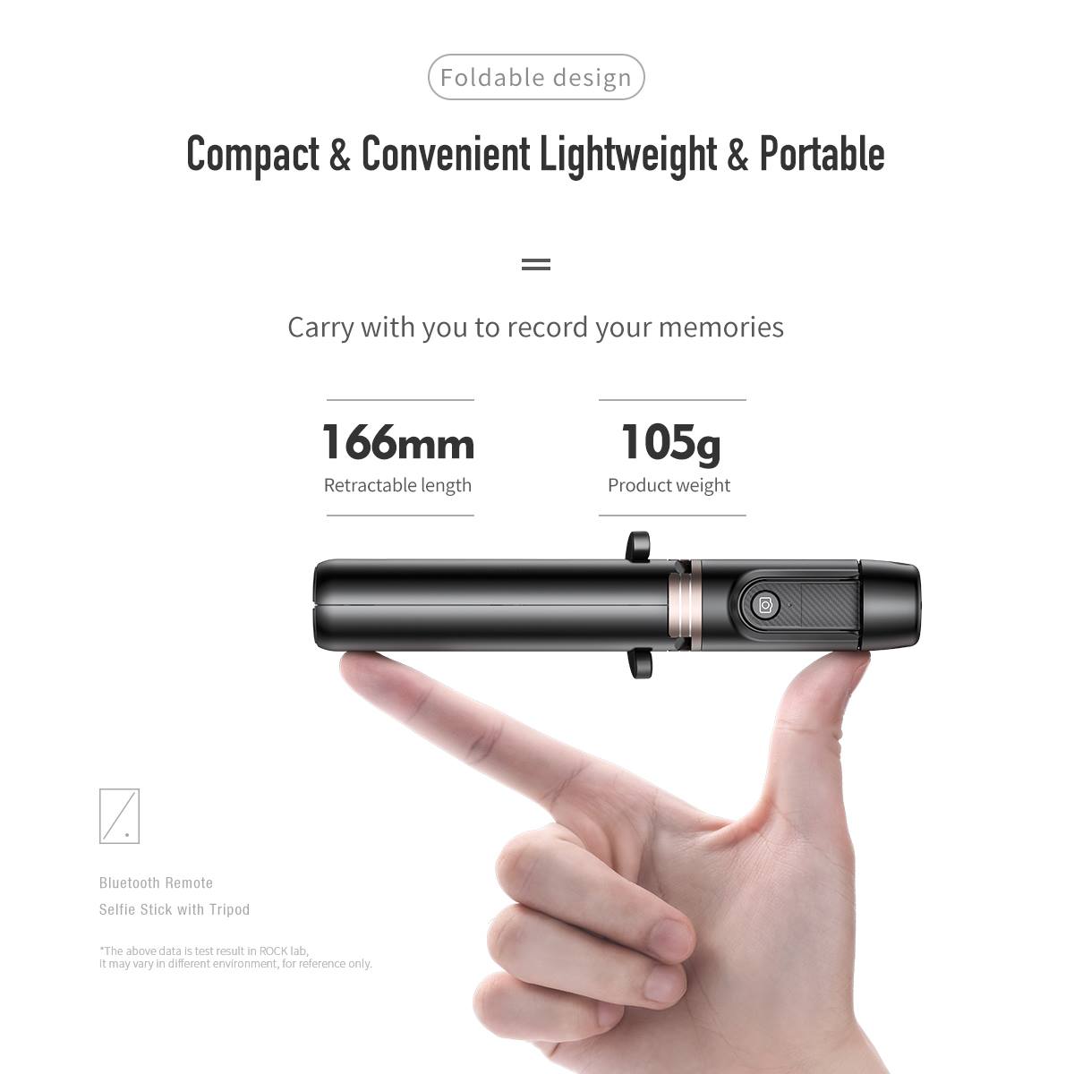 ROCK RPH0882 Bluetooth Mini Selfie Stick with Tripod. 