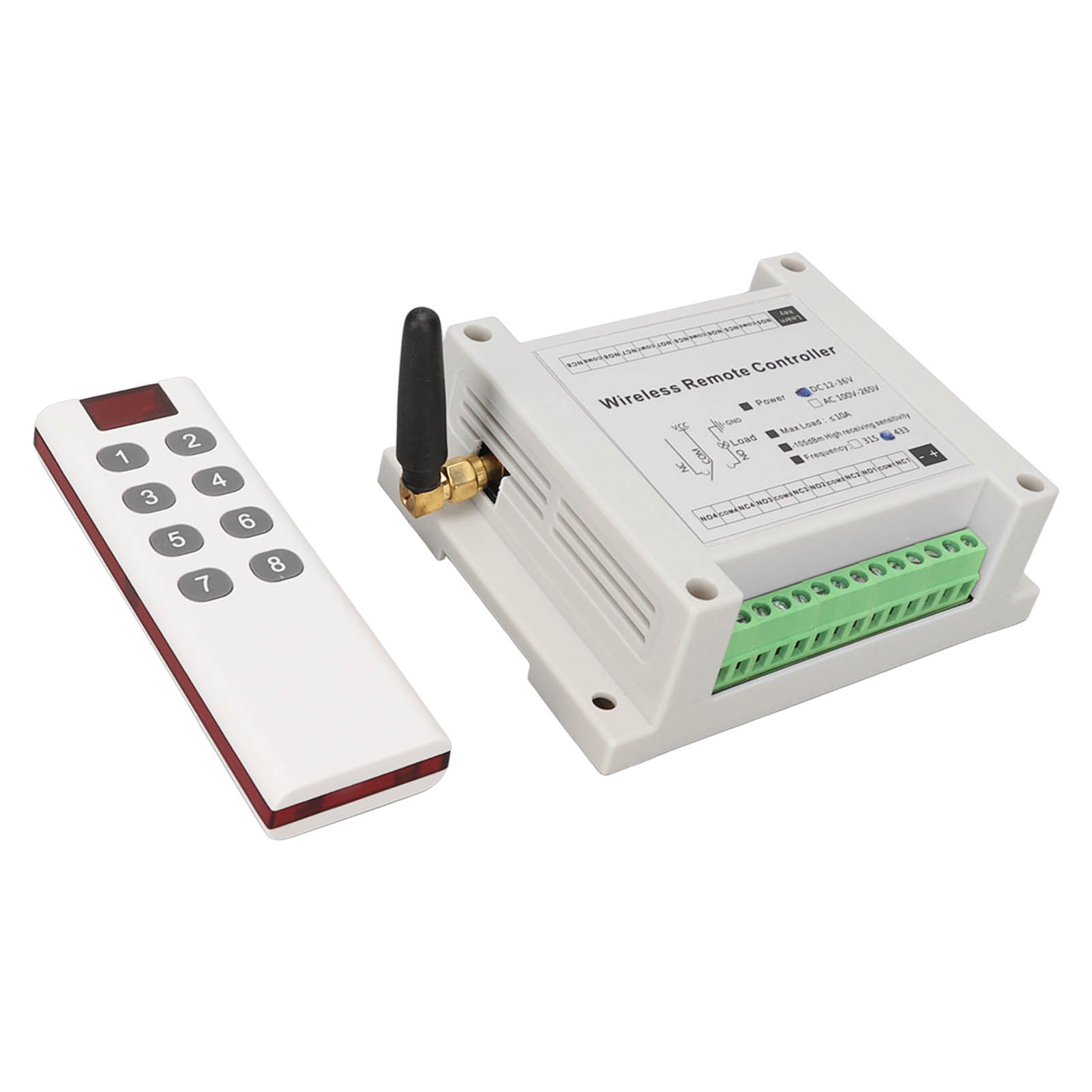 8 Channel Relay, Relay Module 8CH 10A DC 12V-36V with Remote Control for Industrial Automation. 