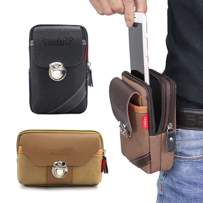 Nanjiren Canvas Bag Men's Waist Bag Multi-Functional New Belt Outdoor Work Bag Waist Hanging Bag. 