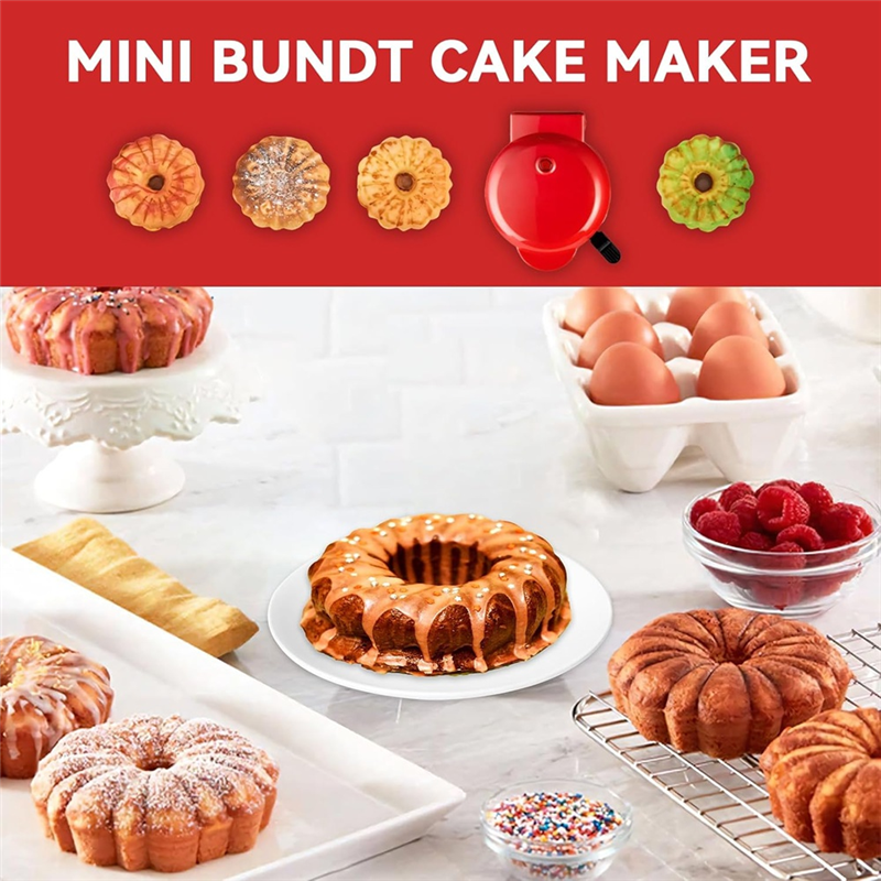Mini Cake Maker Double-Sided Heating Portable Bundts Cake Maker Electric Cupcake Maker for Breakfast Snacks EU Plug. 