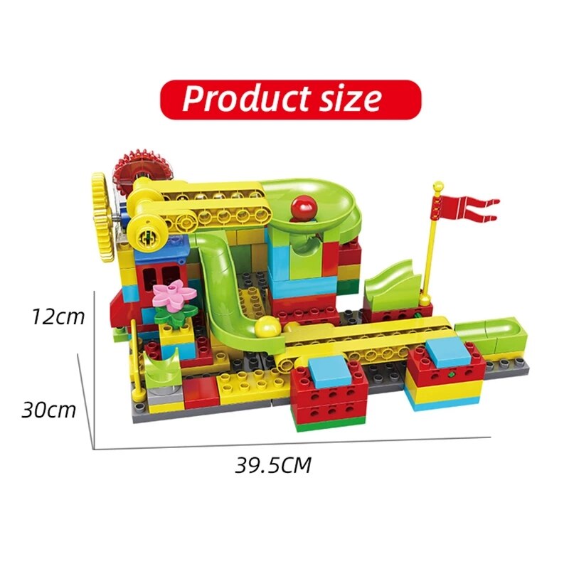 Marble Race Run Maze Balls Track Gear Wheel Blocks Funnel Slide Block compatible with Double Size-130pcs. 