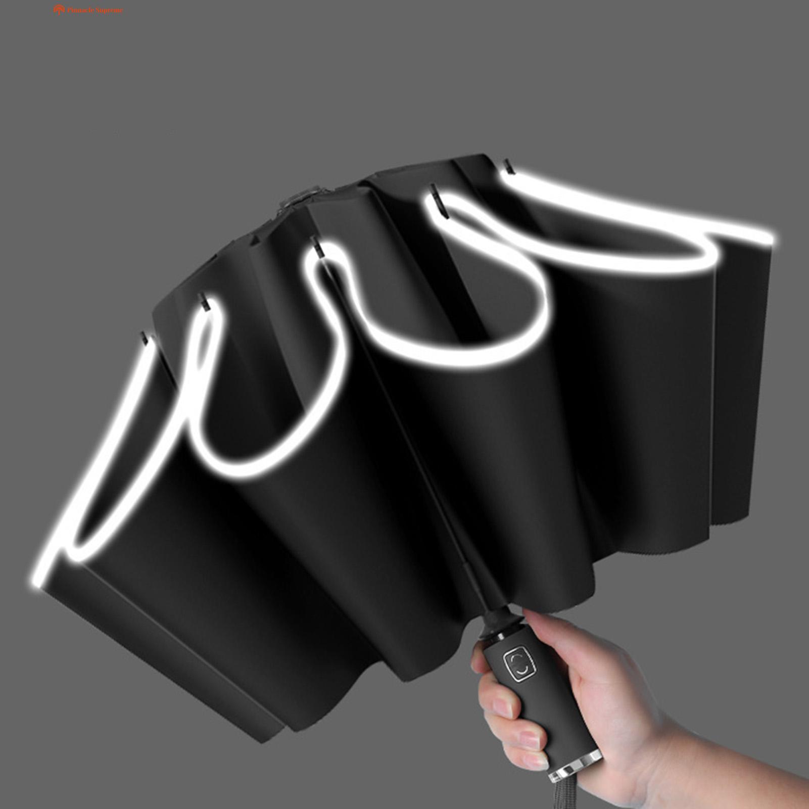 Reflective Umbrella Sun Umbrella with Uv Protection Windproof Reflective Strips Portable Travel Rain Umbrella for Men Women Upf 50 Automatic Open Close Ideal for Modern Design Umbrella. 