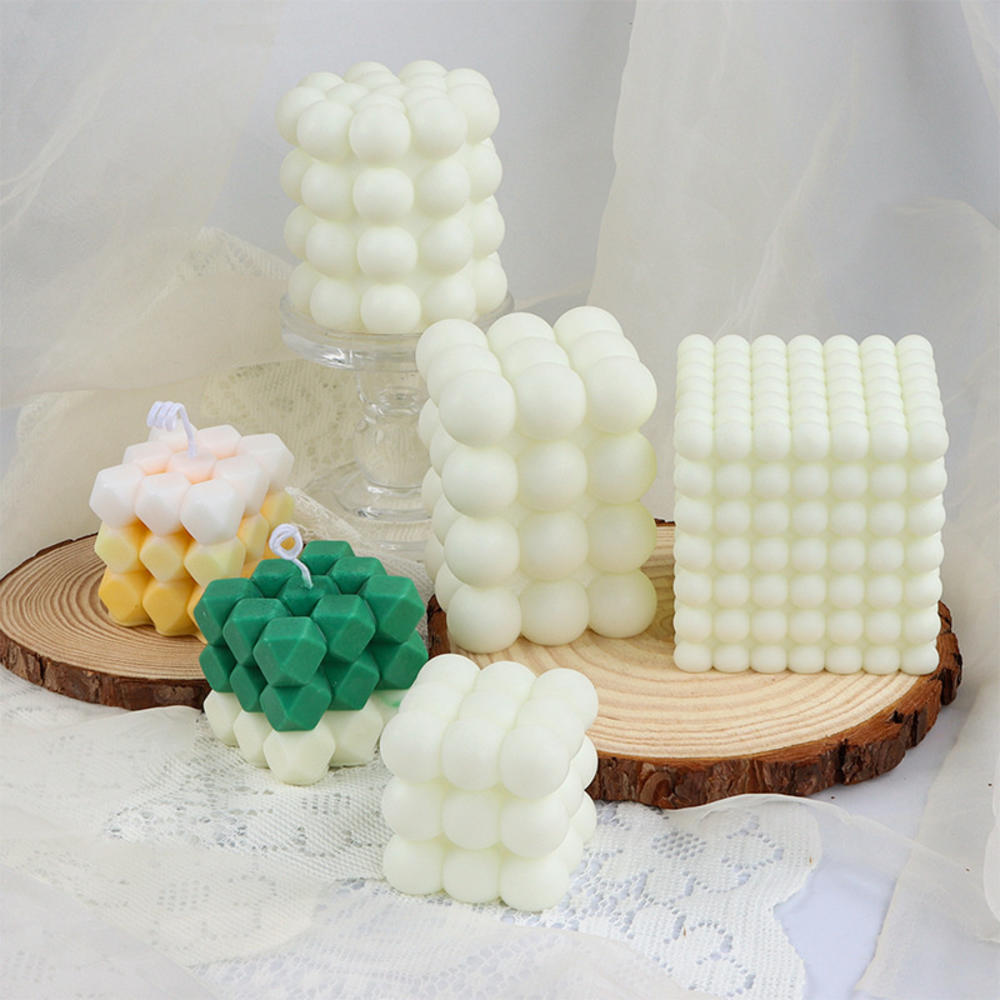 3D Bubble Rubik's Geometric Cube Diamond Shaped Silicone Candle Molds Poly-shaped DIY Soap Making Chocolate Plaster Epoxy Resin. 