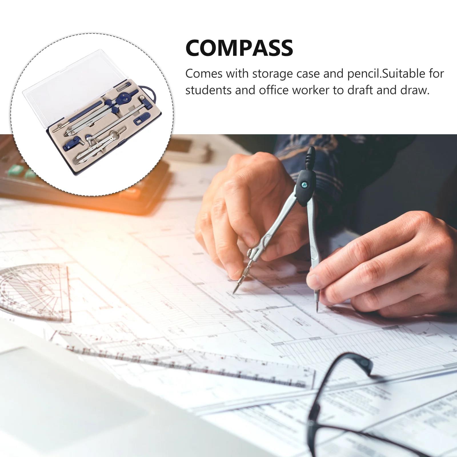 Professional Compass Set Metal Drafting Compass Kit with Extension Bar Metal Compass Geometry Set for Students Office Worker Amour zii. 