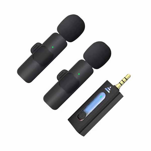 K35 Dual Wireless Microphone 3.5mm Supported for Camera, Sound card, Smartphone dual Mic, single receiver. 