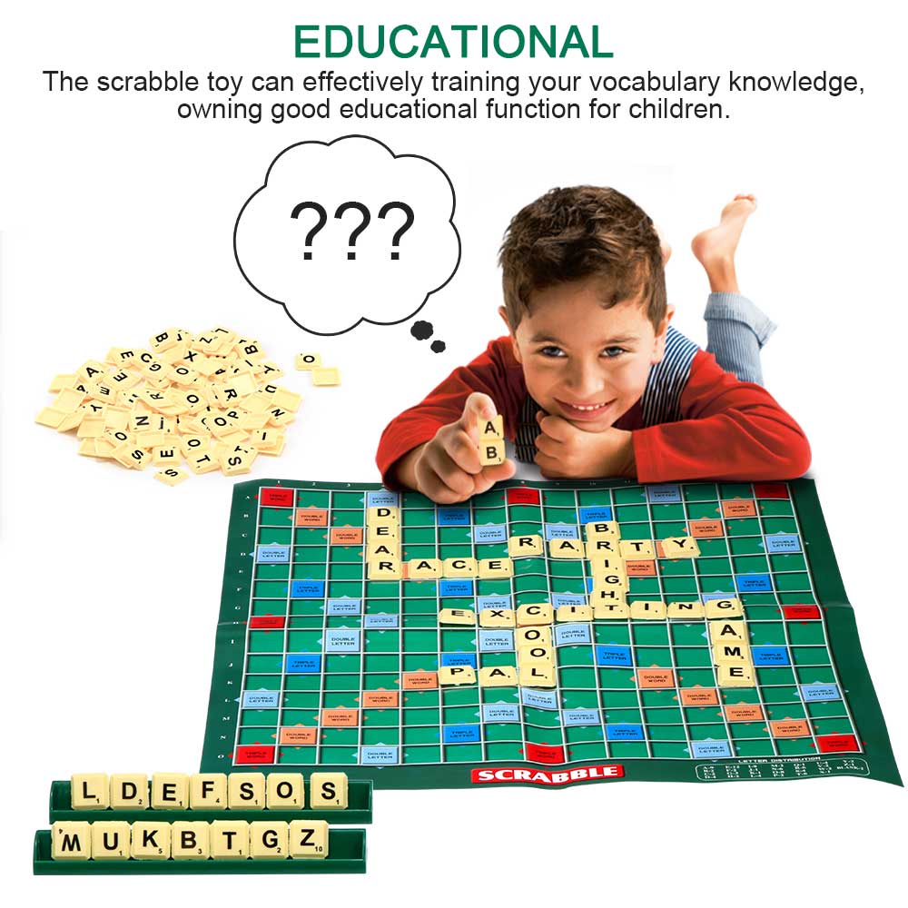 【Broad Sunlight shop】Scrabble Board Game Family Kids Adults Interesting Educational Toy Puzzle Game Toy Board Spelling Table Jigsaw Words Teaching. 