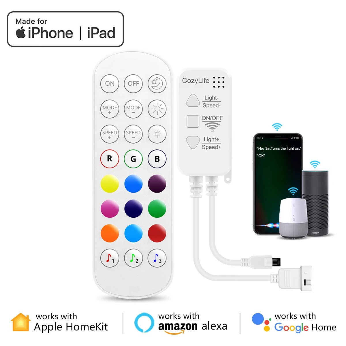 Homekit Smart Home RGB Led Controller,Tuya LED Strip Controller,Wifi Switch for 12V EU US Plug Power Supply 5050/2835 Neon Light. 