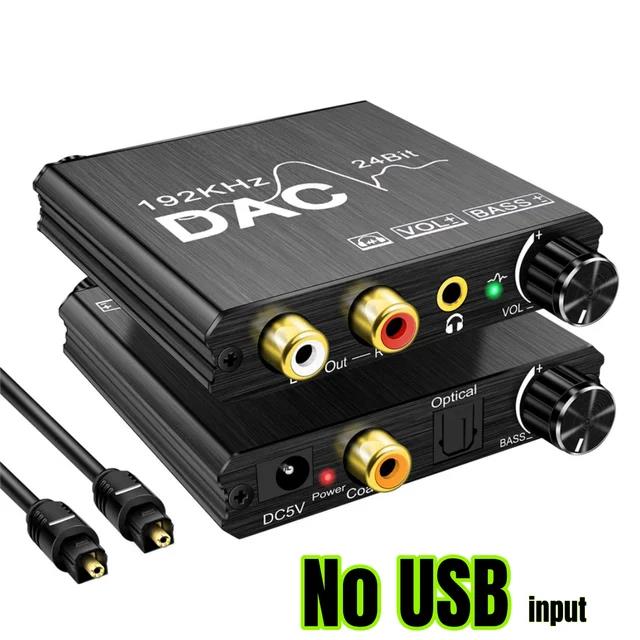 USB DAC 192KHz 24Bit Digital to Analog Audio Converter Bass Volume control Adjustment SPDIF Optical Toslink Coaxial to Analog. 