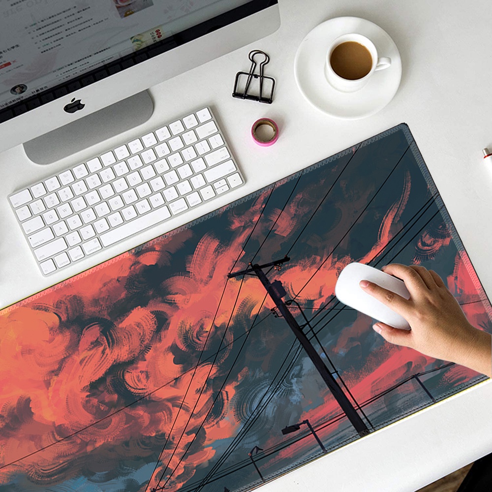 Orange Sunset Mousepad Large Mouse Pad Gaming Mousepad Deskmat Desk Mat. 