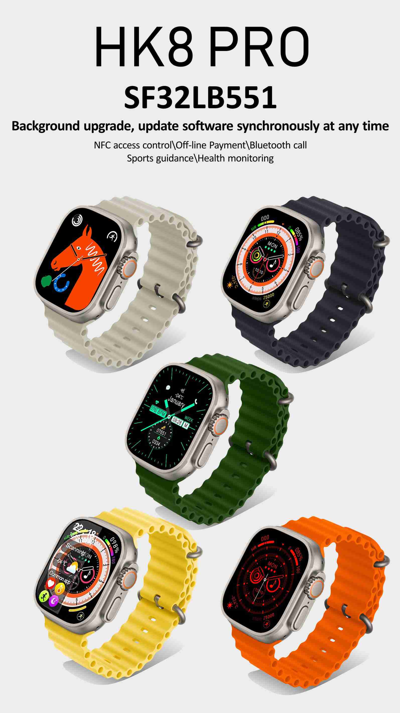 HK8 Pro Max Ultra Smart Watch Men 49mm AMOLED Screen Compass NFC Smartwatch Blood Pressure Fitness Watches for Android IOS 2023. 