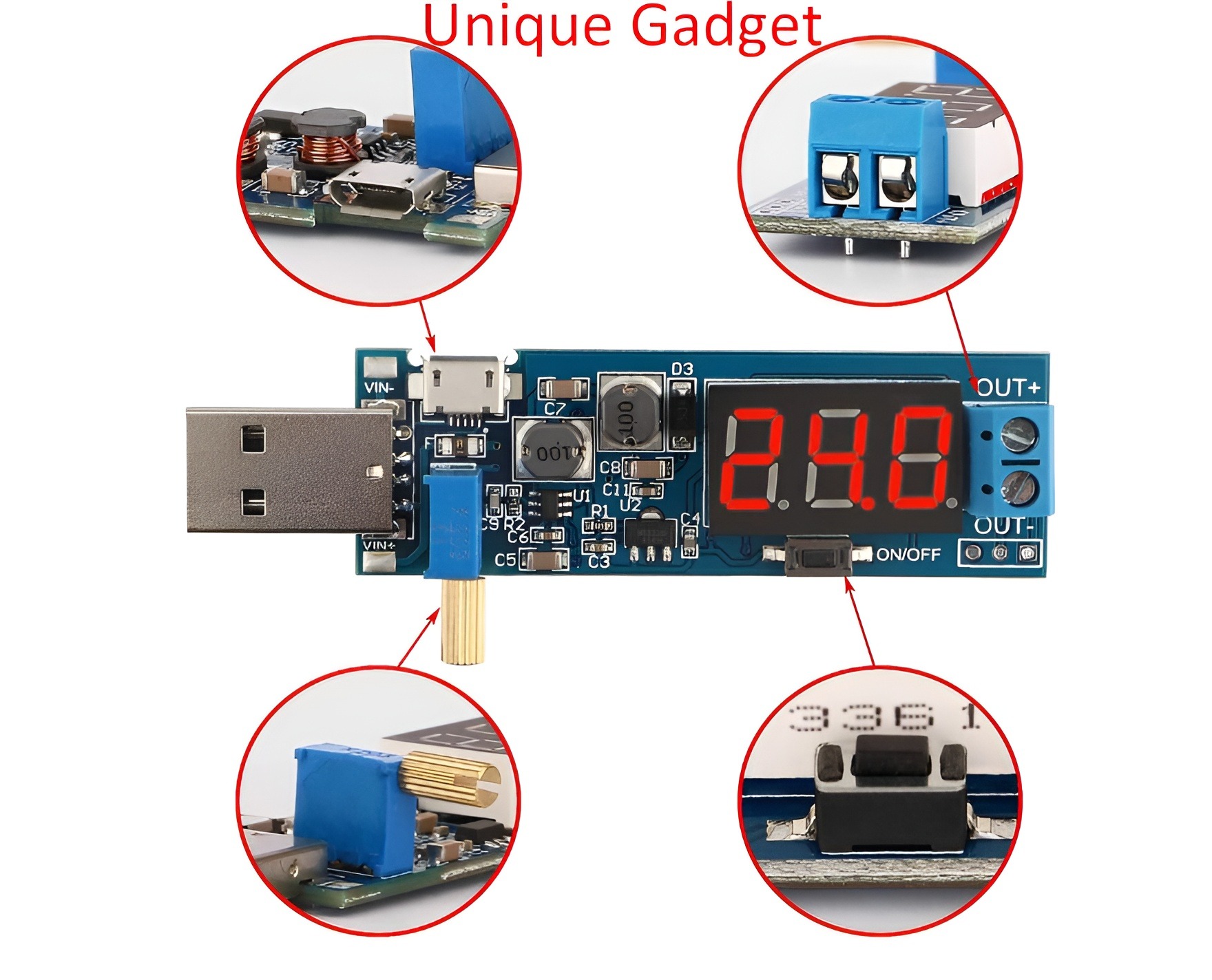 DC-DC 5V to 1.2-24V USB Step-up Step-Down Adjustable Power Supply Module Boost Buck Converter - Versatile Power Supply Module with Adjustable Output. 