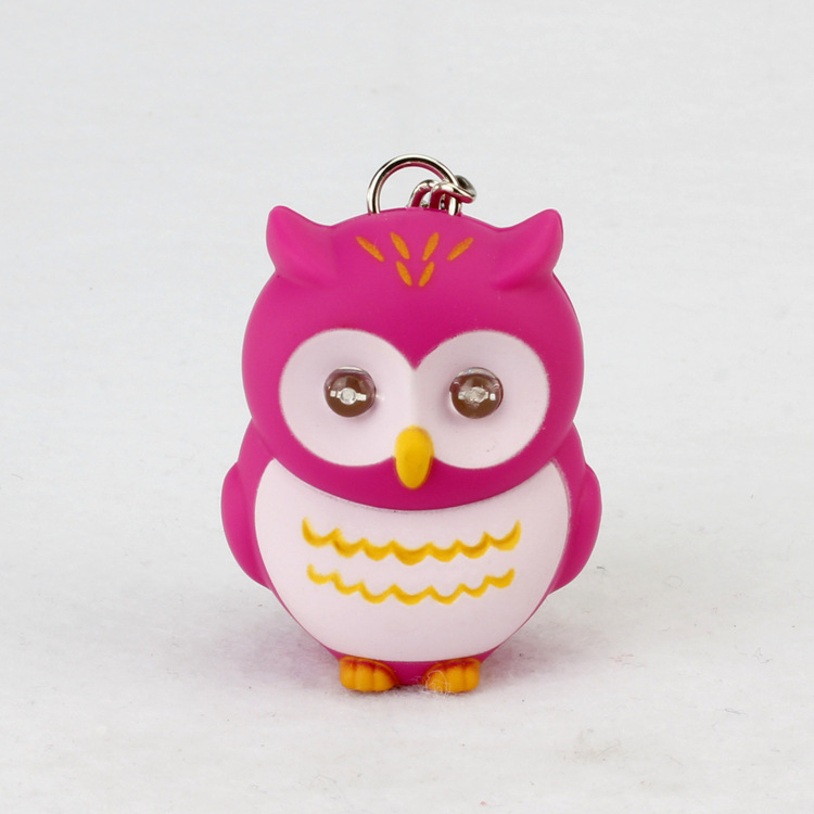 Glowing sounding cartoon owl car interiors keychain cute women's bag keychain phone case pendant