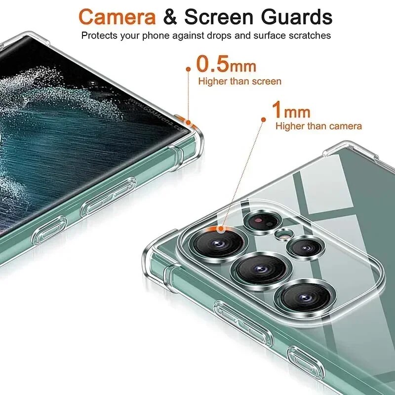 Samsung Galaxy S25 S24 S23 S22 Ultra Plus S24FE S23FE S24+ S23+ S25Ultra 5G Clear Soft TPU Case Four Corners Shockproof Yellowing-Resistant Ultrathin Transparent Silicone Back Cover. 