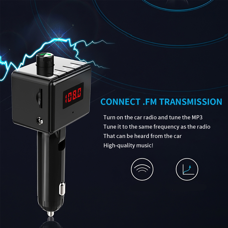 (New)BS6 Wireless Car Bluetooth Aux Interface MP3 Player Swivel USB Port Charger. 