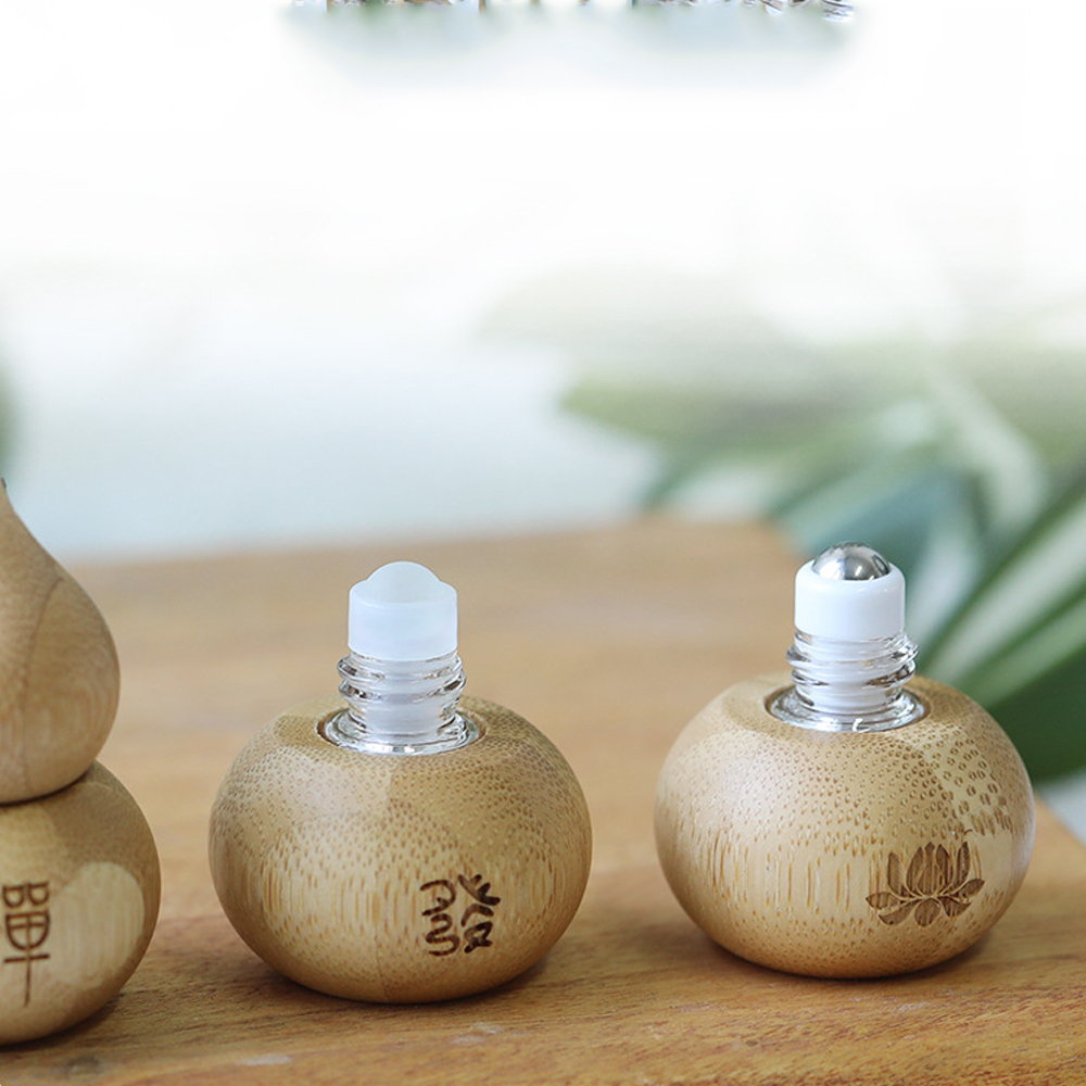 Bamboo Roller Bottle Portable Ancient Style Gourd Shape Empty Bottle Small 1ml Skincare Container for Travel Personal Care Gift