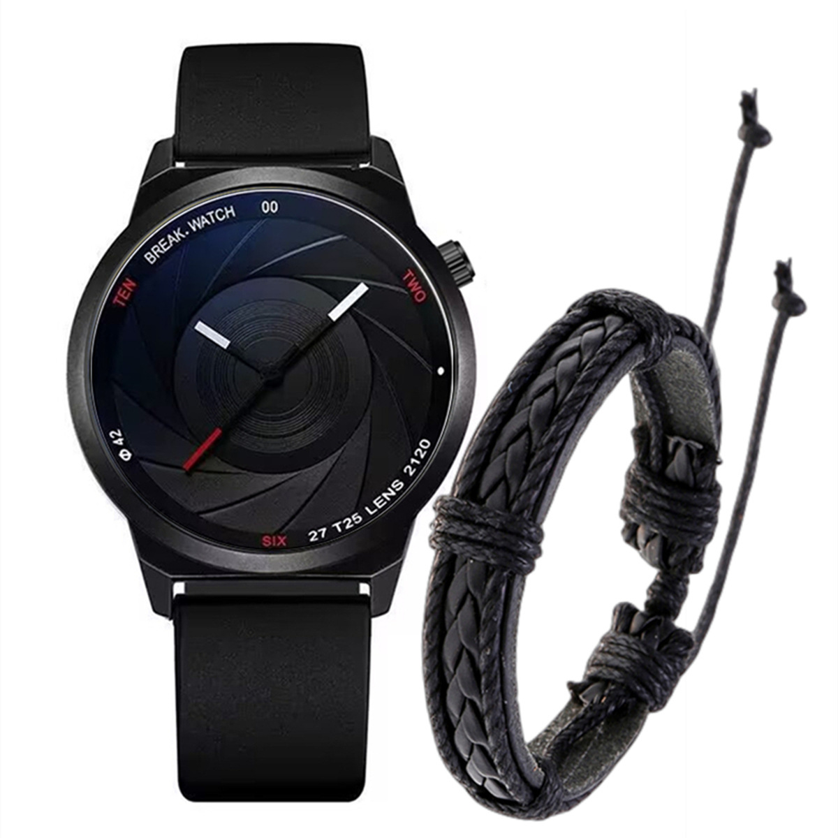 New Men's New Concept Trend Simple Quartz Watch Swirl Combo Set Student Creative Silicone Watch. 